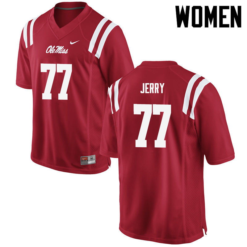 John Jerry Ole Miss Rebels NCAA Women's Red #77 Stitched Limited College Football Jersey HGL2458ET